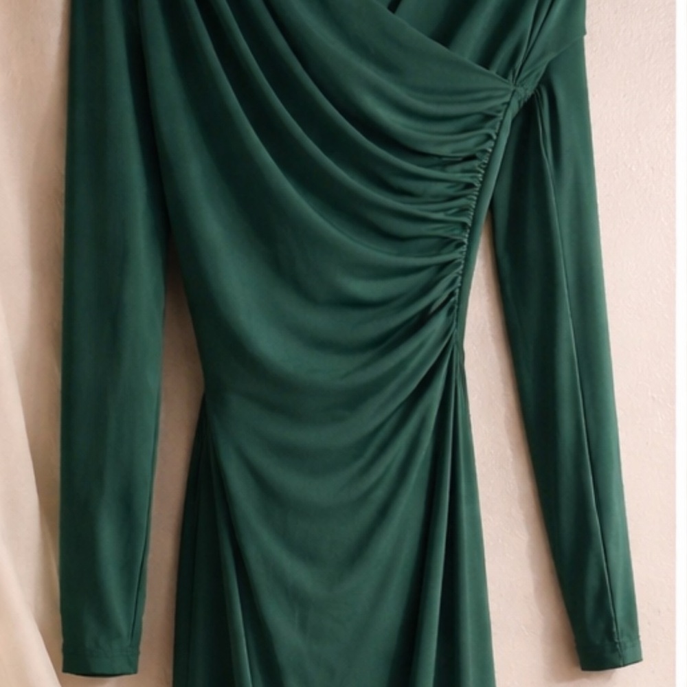 Divided Forest Green Long Sleeve Draped Maxi Dress